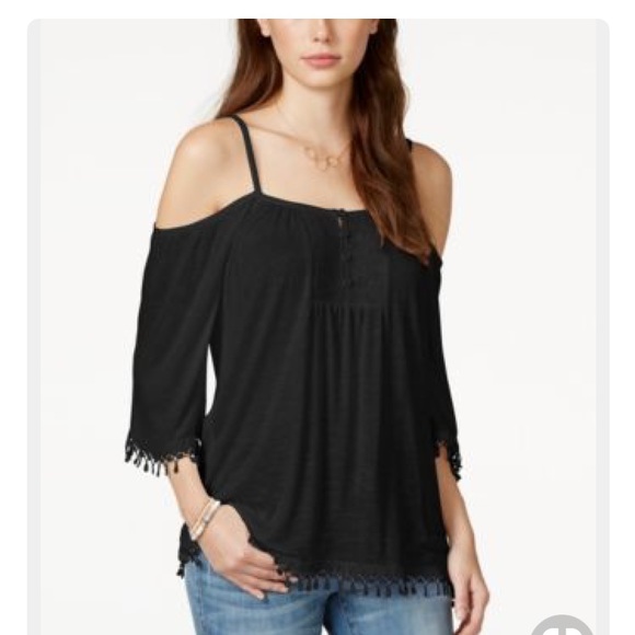 American Rag Tops - New American Rag Black Cold Shoulder Top NWT American Rag Tops - New American Rag Black Cold Shoulder Top NWT
